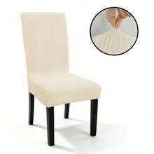 1PC Wavy Vertical Stripe Jacquard Chair Cover, Elastic Full Wrap Dining Chair Slipcover, All Season Use, Non-Slip Dust-Proof Easy To Remove And Wash, Pet-Friendly, Durable And Wear-Resistant, Suitable For Home Dining Room, Restaurant, Hotel, Conference - 1PC - View 11