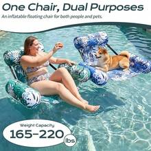 Pool Float, Inflatable Pool Lounge Chair, Tropical Leaf Print, Ergonomic Adult Headrest And Armrests, Portable PVC Hammock, Suitable For Pool, Lake And Beach (Random Color And Style Shipped) - Multicolor - View 6