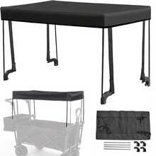 Universal Wagon Cart Awning Canopy Attachment, Water Resistant Oxford Fabric Sun Shade Cover, Easy Install Foldable Shade Top Fits Most Garden Trolley, Outdoor Sun Accessory For Camping Picnic Beach Backyard - Black - View 5
