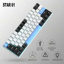 MageGee Star61 Mini 60% RGB Gaming Mechanical Keyboard 61 Keys Wired USB-C Multi-Device Gaming Keyboard Customizable Keycaps Suitable For Laptop PC Computer Gamers [White Black & Blue: Red Switch] - White Black Blue (Red Switch) - View 9