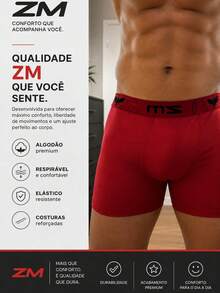Kit com 5 Cuecas Boxer Lisa em Poliéster Premium Cueca Box Adulto Masculina Conforto e Qualidade - Multicolorido - Visão 8
