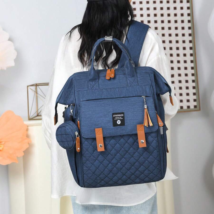 Large Capacity Diaper Bag Backpack, Multifunctional Maternity Bag For Mom, Lightweight Care Backpack For Stroller Walks, Park & Weekend Getaways - Blue - View 1