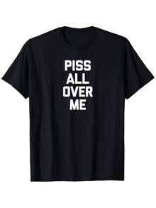 Chemise pour homme humoristique "PISS ALL OVER ME" en coton--Chemise femme oversize ample printemps été streetwear top nouveauté humour ironique - Couleur 1 - Voir 2