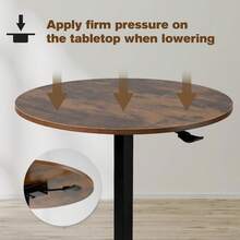 Bar Table,Round Dining Table With Height Adjustment,23.8-Inch Top, 41 Inch Adjustable Range, Comes With 4 Wheels, Ideal For Small Bar & Café, Rustic Brown - Rustic Brown - View 5
