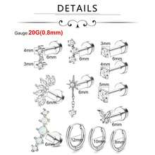 TOKRING 12pcs Women's Stainless Steel Gold Cartilage Earring Set, Flat Back Spiral Earrings, Cartilage Earring Set Suitable For Daith, Tragus, Conch, Flat Back Earrings - Earring Set - View 4