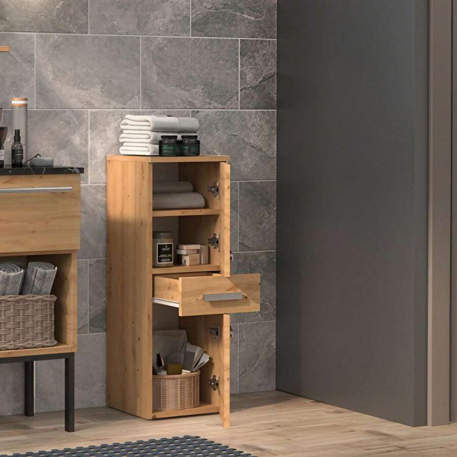 Bathroom Storage Cabinet Single Pack, Narrow Bathroom Vanity Cupboard With 2 Doors & 1 Drawer, 3 Colors Space Saving Linen Tower For Small Rental Apartment Compact Washroom - Multicolor - View 1