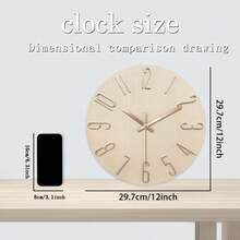 Constantplanet 12英吋玫瑰金3D數字靜音石英裝飾掛鐘，創意鏤空圓形壁鐘，適合客廳、臥室裝飾，節日禮物（不含電池） - MX017 - 查看 3