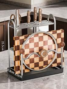 Stainless Steel Kitchen Knife Rack With Drip Tray, For Storing Knives, Cutting Boards, Pot Lids And Kitchen Utensils - Knife Holder With Drip Tray for Draining Water - View 7