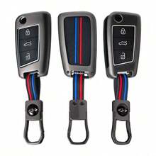 New Car Key Case Zinc Alloy Silicone Bag For VW Golf 7 MK7 Tiguan MK2 SEAT Ateca Leon FR 2 Ibiza Octavia A7, Premium Anti-Scratch Full Protection Shell With Precise Cutouts, Stylish Auto Interior Key Accessory - black - View 1