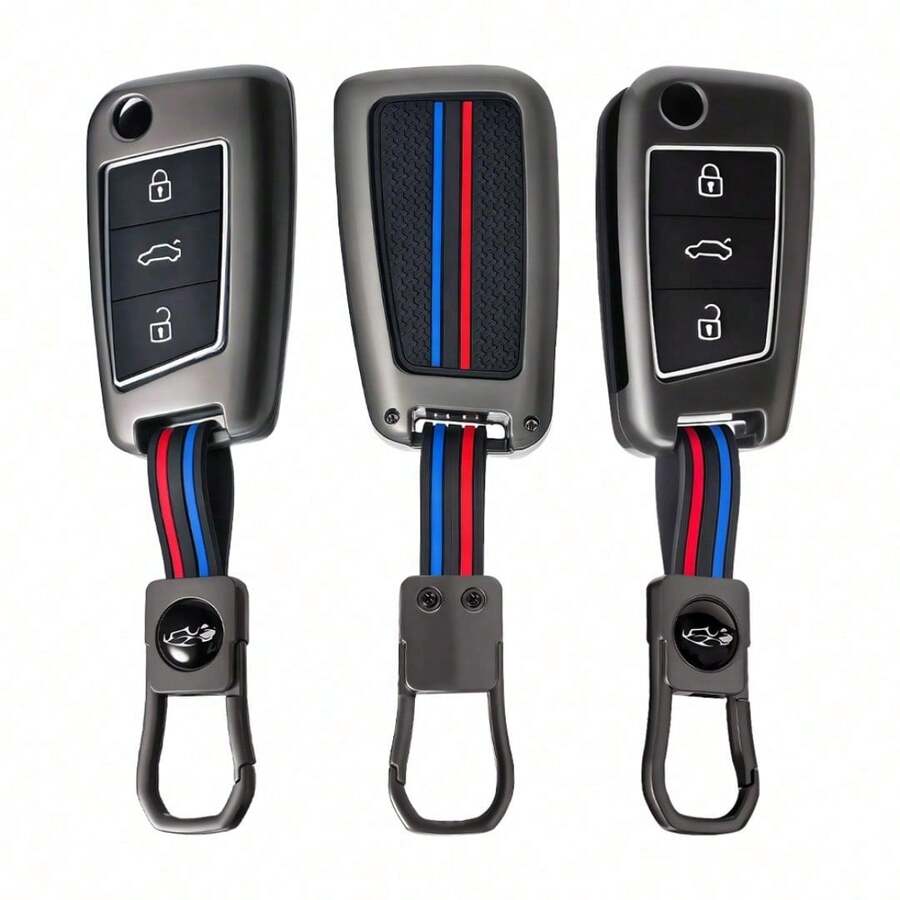 New Car Key Case Zinc Alloy Silicone Bag For VW Golf 7 MK7 Tiguan MK2 SEAT Ateca Leon FR 2 Ibiza Octavia A7, Premium Anti-Scratch Full Protection Shell With Precise Cutouts, Stylish Auto Interior Key Accessory - black - View 1