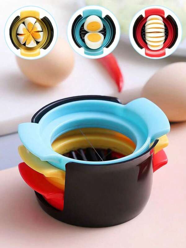1pc 3-In-1 Multifunctional Stainless Steel Egg Slicer, Home Use Egg Cutter, Egg Divider Slicer, Suitable For Hard-Boiled Eggs, Fruits, Easy To Cut, Regular And Beautiful Shape