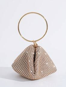 European And American Style Fashion Elegant Evening Bag Mini Mine Bag With Rhinestone Decoration Handbag - Champagne - View 2
