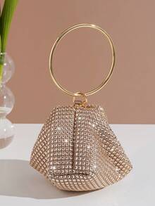 European And American Style Fashion Elegant Evening Bag Mini Mine Bag With Rhinestone Decoration Handbag - Champagne - View 5