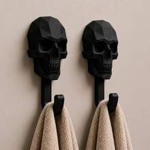2/4 Peças Ganchos de Parede em Estilo Gótico com Cabeça de Caveira, Design Realista de Relevo Majestoso e Misterioso, Ganchos para Pendurar Chaves, Bolsas, Chapéus e Lenços, Adequado para Entrada, Banheiro e Quarto. - A - Visão 13