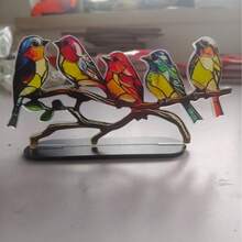 1 pieza Ornamento de pájaro de estilo europeo en acrílico plano 2D, Decoración del hogar con pájaro de cien flores en acrílico colgante, Arte en acrílico vibrante - Fácil de instalar, Artesanía colorida, Adecuado para decoración del hogar y exhibición de escritorio - A - Ver 10