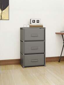 1pc Minimalist Multi-Color Fabric Drawer Cabinet, Black/Grey/White Freestanding Stackable Bedside Storage Rack, Metal Frame Space-Saving Vanity Cabinet, Suitable For Dorm, Apartment And Bedroom, Back To School And Moving Essentials, Laundry Room And Home Daily Storage - Multicolor - View 4
