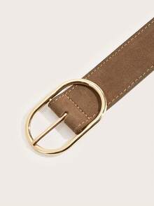 1pc Women's Belt, Boho Belt, Western Belt, Suede Belt, Brown Belt, Belts Y2K, Chunky Belt, Country Belt, Gold Oval Buckle Belt, Simple Versatile, Pants, Dress Women's Belt, Solid Color Casual Elegant Women's Belt, Daily Casual Commute Belt, Academic Style Waist Accessory, Suitable As A Gift, Summer, Music Festival, Beach Vacation, Back To School, School - Brown - View 5