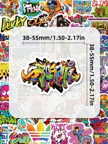 50張都市街頭塗鴉嘻哈紙貼紙，大膽噴漆字體，霹靂舞舞者與街頭角色，怪獸熊貓塗鴉藝術家插畫，鮮豔多色街頭藝術風格文化手工藝品 - 7*6*1 - 查看 2