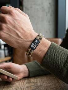 diffone Boho Ethinic Handmade Bracelet Bangle Black Magnetic Engraved Number 67 Men For Armband Wristband Jewelry Men - Bohemian Rope Bracelet - View 6