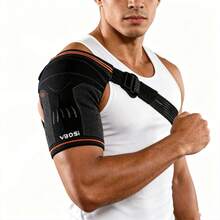 1pc Adjustable Shoulder Support Brace, Unisex, Compression Sleeve With Removable Silicone Pad, Suitable For Running - Multicolor - View 1