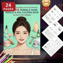 1 Exquisite Makeup, Nail Art & Hairstyle Coloring Book, 24 Pages Thick Paper, Stress-Relieving Fashion Aesthetic Creation, Perfect For Adult Relaxation, Family Gatherings And Holiday Decor, Father's Day, Halloween, Christmas - Single Piece - View 3