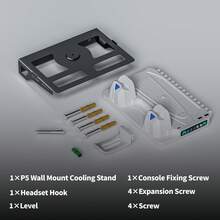 Soporte de Enfriamiento Montable en Pared y de Escritorio para P5/Slim/Pro, Estación de Enfriamiento Multifuncional con Turboventilador de 3 Velocidades, Cargador Rápido con Doble Controlador, Gancho para Auriculares, Luz RGB, Hub USB/Type-C - Ver 6