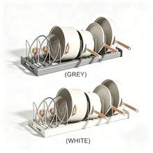 Pot And Pan Organizer 1pc Ultimate Kitchen Organizer - Space-Saving Expandable Shelf With Pot Lid Holder, Utensil Rack, Dish Drainboard, & Pull-Out Drawer For Tidy Cooking,The Perfect Gift For Mom - White - View 3