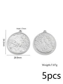 5Pcs 304 Stainless Steel 18K Gold Plated Embossed Textured Oval & Round Pendants DIY Handmade Jewelry Accessories/Waterproof And Fade-Resistant - Pendants - View 8
