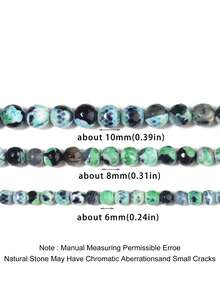 1串 6/8/10mm 天然刻面綠色火焰瑪瑙散珠，珠飾隔珠，適用於珠寶手工製作手鍊項鍊 - 彩色 - 查看 4