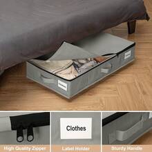 1 Peça Caixa de Armazenamento Sob a Cama com Rodas e Tampa - Caixa de Armazenamento de Metal, Organizador que Economiza Espaço para Roupas, Roupas de Cama, Sapatos, Cobertores e Brinquedos, Recipiente de Armazenamento de Plástico Retangular Clássico Nefeya com Tampa Articulada, Multiuso e Economia de Espaço - Multicolorido - Visão 14