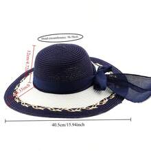 Stylish Straw Hat With Bowknot,Hats For Women,Beach Hats For Women,Elegant Women's Sun Hat, Beach Sun Protection Hat, UV Protection Hat - 淺藍色 - 查看 4