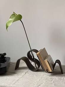 1pc Wavy Shaped Flower Vase, Ribbon Shaped Book Storage Rack, Decorative Storage, Home Decor Vase, Flower Pot, Creative Bookend, Minimalist Wavy Design, Suitable For Study, Office Desk, Living Room, Home Decor, Decorative Ornament, Other Storage Rack, Wedding, Dorm Storage - Multiple Styles - View 9