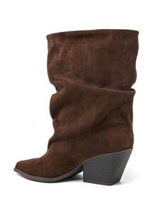 Bottines Western Froncées en Suédine – L’Équilibre Parfait du Style Cavalière - Moka - 查看 3