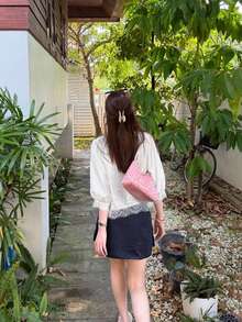 Women's Spliced Lace Summer French Gentle Single-Breasted Shirt White - White - View 4