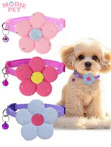 1/3pcs Cute Shiny Bow Bell Collar For Cats And Dogs, Suitable For Daily Use - Multicolor - View 2