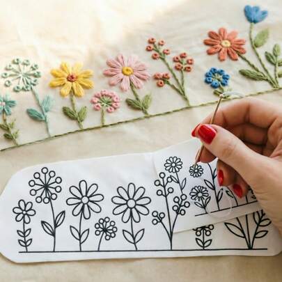9pcs Embroidered Pattern Water-Soluble Self-Adhesive Set, Suitable For Beginners, Applicable To Sweaters, Jeans And Sweatshirts, Includes Handmade Crafts, Handmade Gifts, Clothing, T-Shirts, Gifts, Fashion