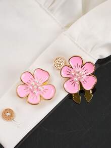 1/2 piezas Clip de cubierta de botón para camisa, decoración de gemelos sin costura, clip de flor de metal DIY para cuello de camisa, traje y vestido, accesorio de moda, regalo - A - Ver 3