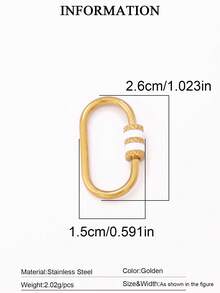 1pc Stainless Steel Oval Threaded Clasp Hook Spiral Buckle, DIY Jewelry Necklace Bracelet Making Accessories - DIY Buttons - View 9
