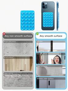 Double-Sided Suction Cup Phone Holder, 24 Suction Cups Per Side, Detachable, Waterproof, 360° Rotation, Suitable For Smooth Surfaces Like Bathroom Walls, Glass Mirrors, Vanity Tables, Not For Rough Walls, Compatible With All Smartphones And Tablets, Android And IOS, Great Gift For Family And Friends, Phone Accessory - Multicolor - View 9
