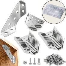 160 buah Konektor Sudut Furnitur Universal Stainless Steel dengan Sekrup - Penyangga Sudut 90° Braket Penyangga Segitiga Tugas Berat untuk Furnitur Kayu, Laci, Lemari, Meja, dan Kursi - sudut siku-siku - View 1