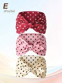 3 pièces Bandeau ultra large à pois et nœud, accessoire de cheveux élégant et décontracté pour femme - Multicolore - Voir 11