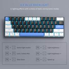 MageGee Star61 Mini 60% RGB Gaming Mechanical Keyboard 61 Keys Wired USB-C Multi-Device Gaming Keyboard Customizable Keycaps Suitable For Laptop PC Computer Gamers [White Black & Blue: Red Switch] - White Black Blue (Red Switch) - View 3