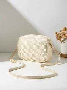 Fashion Fabric Women's Shoulder Crossbody Bag, Multi-Color Floral Small Square Bag - Beige - View 5