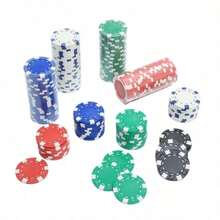 200pcs ABS Monte Carlo Poker Chips, Casino Grade Striped Pattern, Suitable For Texas Hold'em, Blackjack, Card Night Poker Games, Perfect For Casino Card Games, Poker Games And Family Game Night - Multicolor - View 4