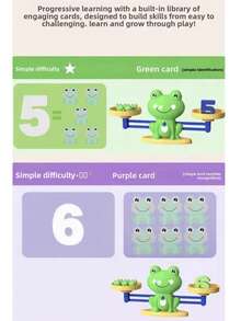 Cartoon Frog Balance Scale Math Enlightenment Toy, Multi-Level Learning Number Card Set, Toddler Arithmetic Addition And Subtraction Balance Scale, Hand-Eye Coordination And Weight Cognition Parent-Child Interactive Educational Desktop Game, Kindergarten Early Education Teaching Aid - Multicolor - View 8