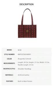 Mcm Visetos Series Of Ladies' Shoulder Tote Bags With Age Appropriate Embellishments MWTGSTA034B001 - Wine Brown MWTGSTA034B001 - View 8