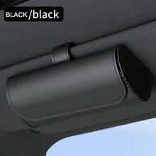 1件裝汽車內飾必備眼鏡收納盒，黑色/米色2色手縫PU皮革通用車用遮陽板眼鏡收納盒，可放置眼鏡、夾子、票券、身分證，附背夾設計 - A - 查看 13