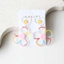 1 paire de boucles d'oreilles pendantes exagérées en acrylique transparent avec paillettes et fleurs pour femmes, brillantes, excentriques, mignonnes et élégantes, convenant pour le port quotidien, les fêtes, les vacances, les cadeaux, les cadeaux de fête - Y1351 - Voir 1