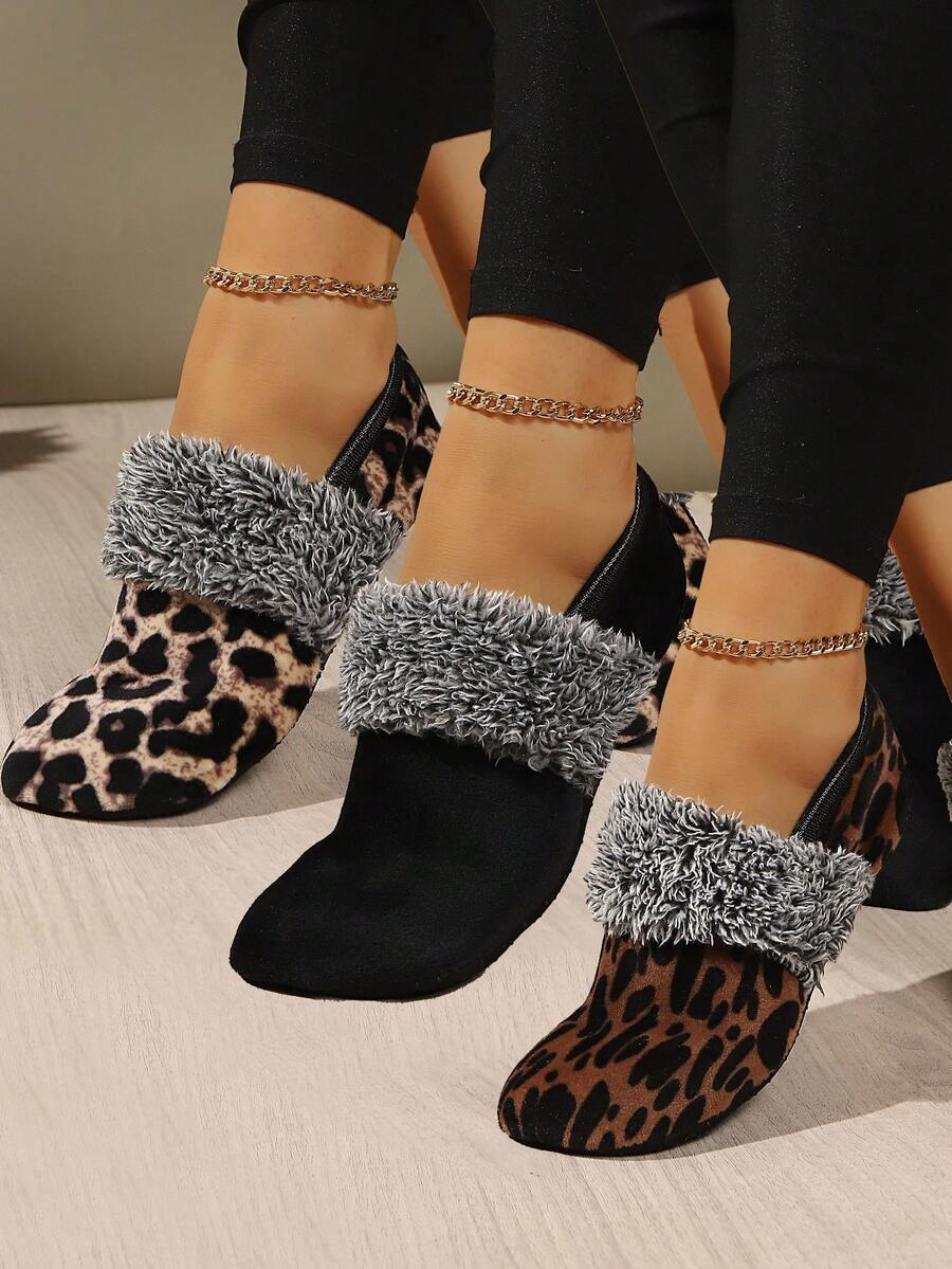 3 Pairs Women's Winter Leopard Print Floor Socks, Thickened Indoor Home Socks, Snow Socks