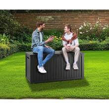 270 Gallon Large Resin Deck Box Waterproof Outdoor Storage Bin, Lockable Container For Patio Furniture Garden Shovel Tools Pool Accessories, Black - Black - View 5